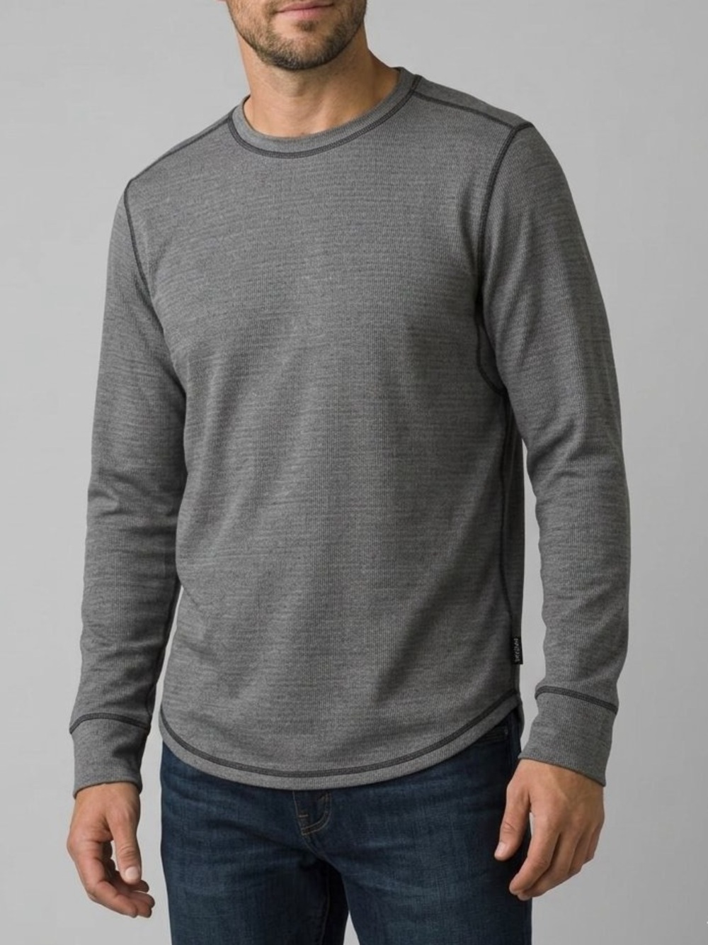 prAna Pratt Breathe Long Sleeve Crew Neck Top Grey Micro Stripe Men’s Large